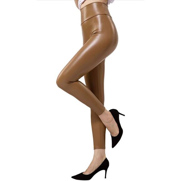 NEW Stretchy Faux Vegan Leather Leggings High Waisted 2X - Picture 1 of 8
